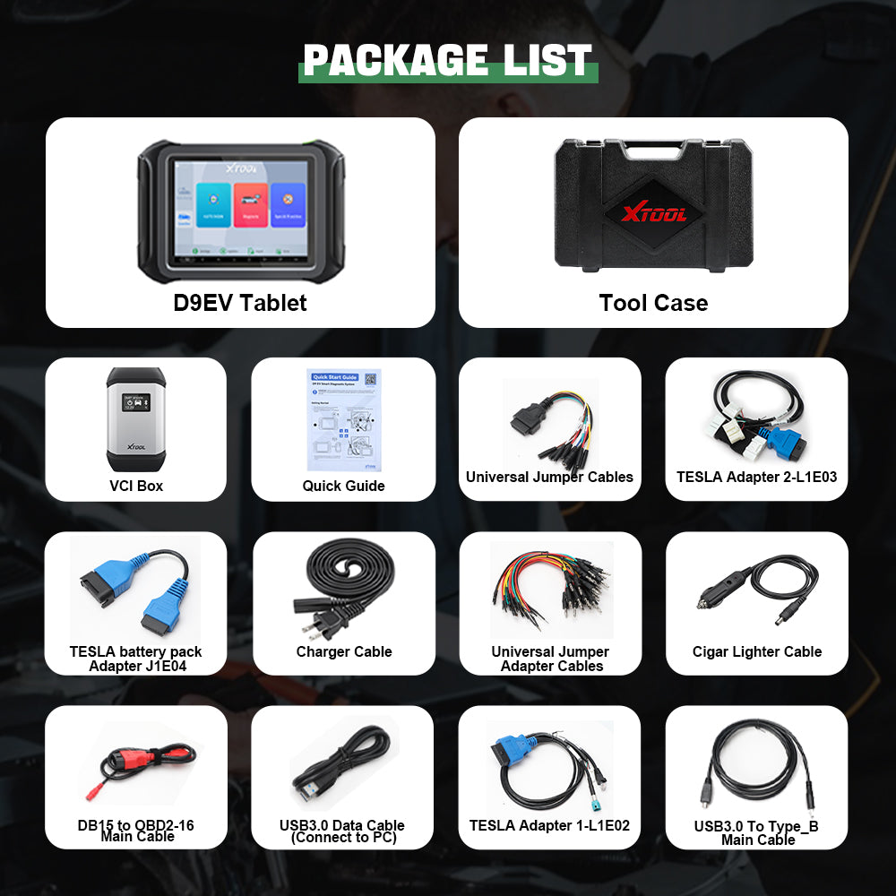 The XTOOL D9EV PACKAGE LIST