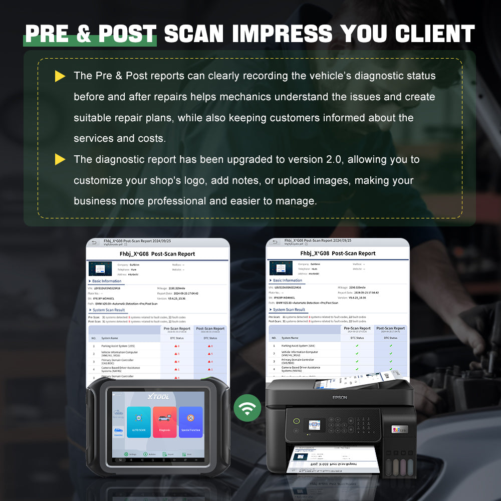 The XTOOL D9EV PRE & POST SCAN IMPRESS YOU CLIENT