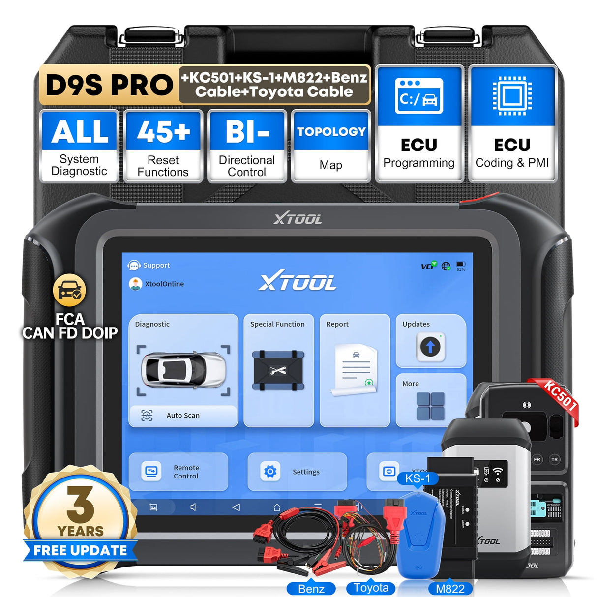 XTOOL D9S Pro with KC501+KS-1+M822 Key Pr0gramming Tool