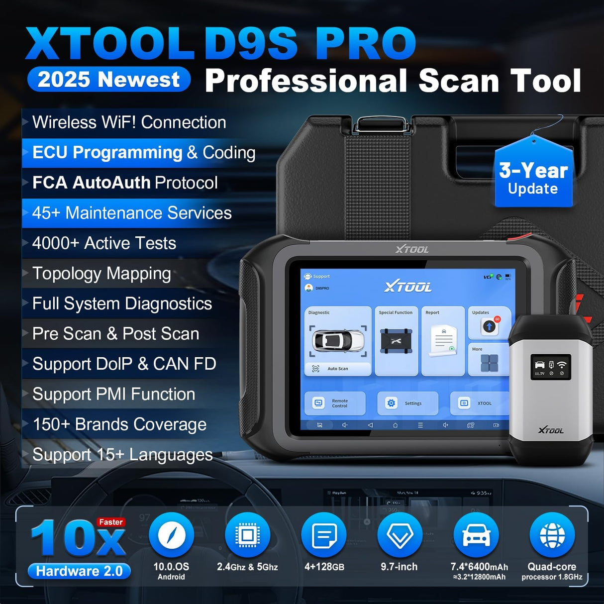 XTOOL D9S PRO WiFi Scan Tool Professional Tool for Mechanics Workshops