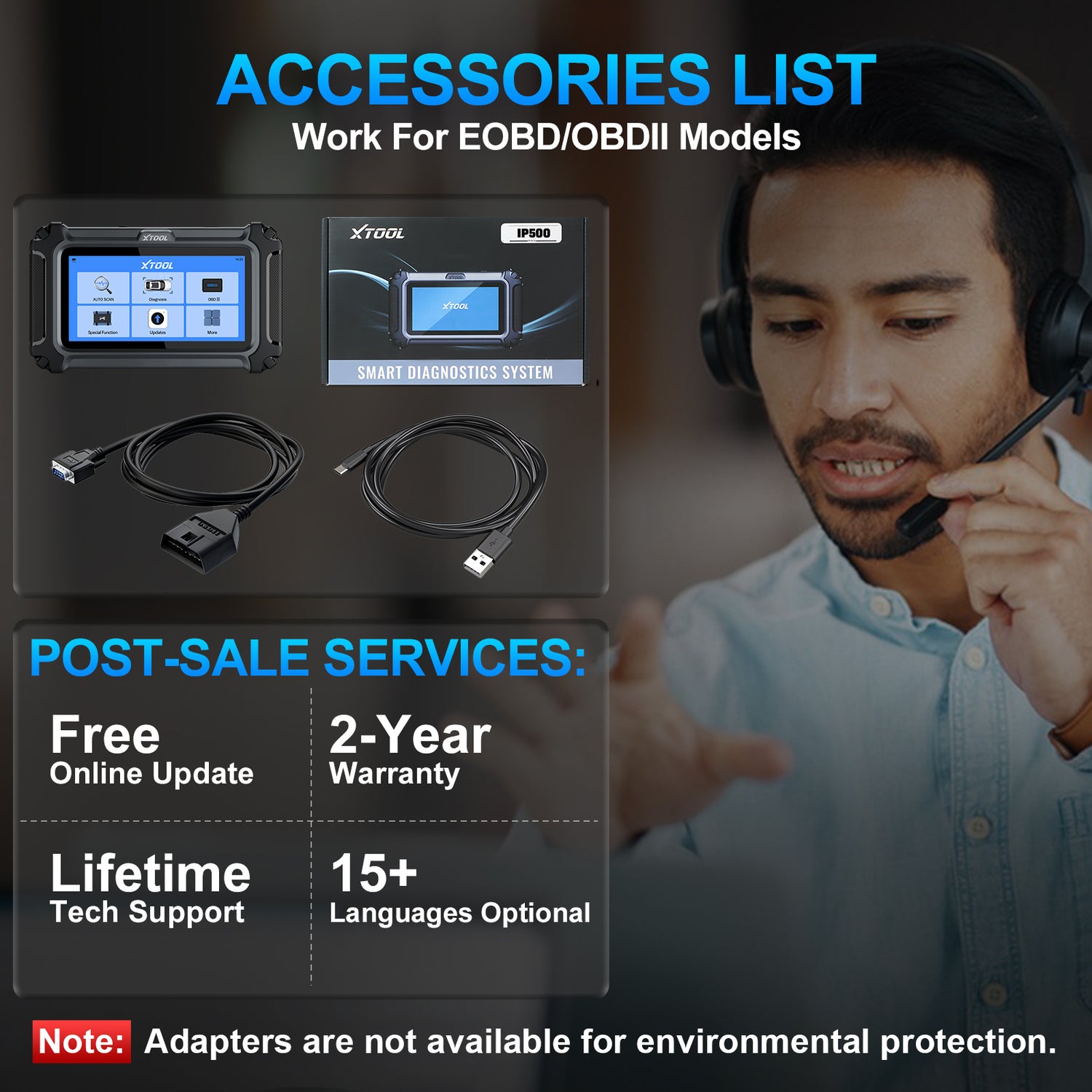 XTOOL IP500-BMR For BMW/Mini/Rolls-Royce ACCESSORIES LIST Work For EOBD/OBDII Models