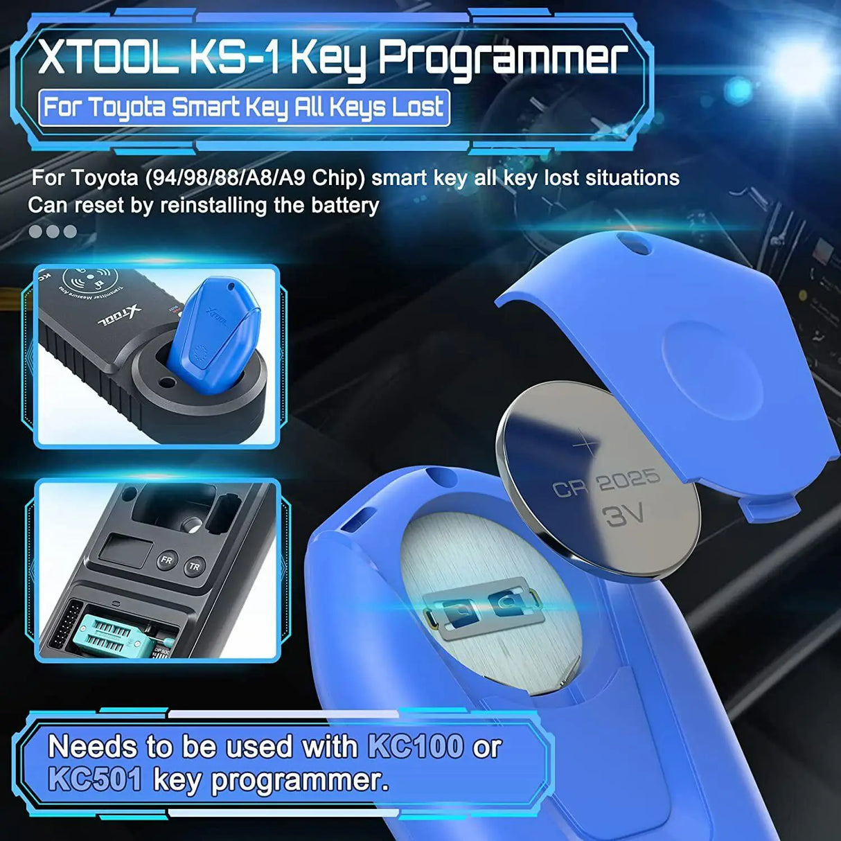 XTOOL KS-1 Key Programmer for Toyota/lexus all key lost needs to be used with kc100 or kc501 key programmer