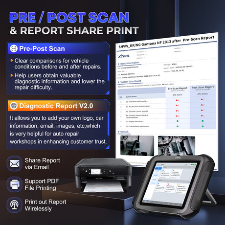 Xtool X100MAX 2 PRE POST and SCAN REPORT SHARE PRINT