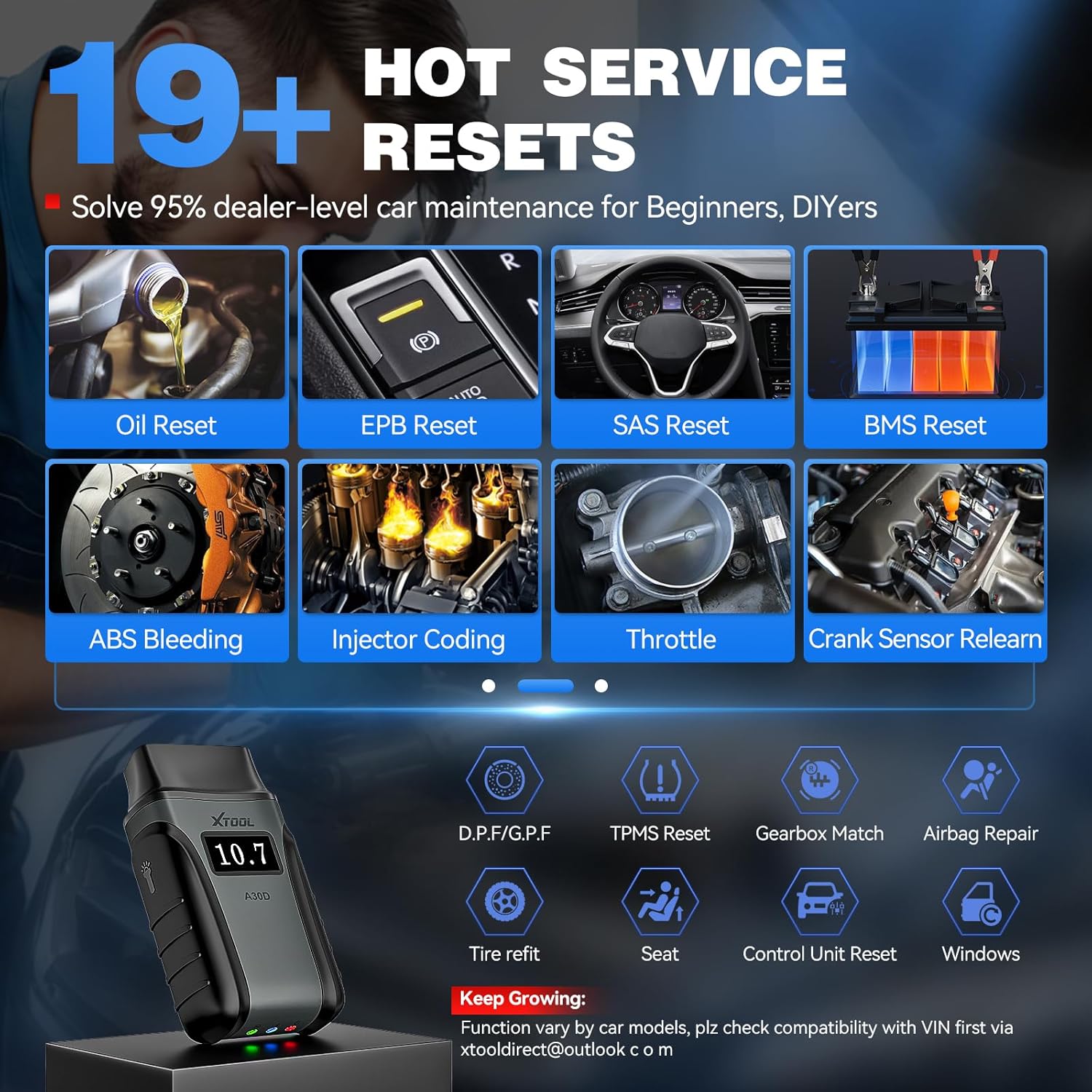 Xtool a30d 19+ HOT SERVICE RESETS