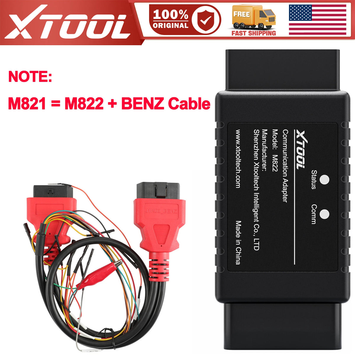 New XTOOL M822 Adapter for Mercedes-Benz All Keys Lost – Xtool