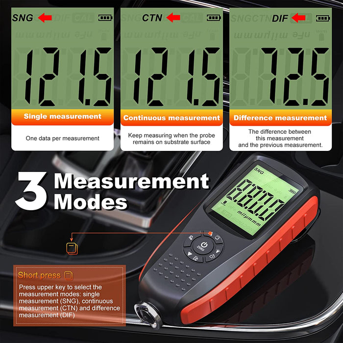 VDIAGTOOL VC200 Digital Coating Thickness Gauge, Car Paint Metal Coating Probe Tester