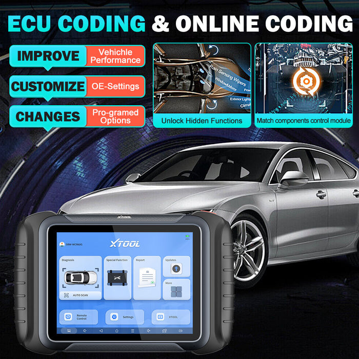 XTOOL D8W WIFI OBD2 Car Diagnostic Tools ECU Online Coding/Hidding Flash All System CANFD/DOIP Active Test 38 Reset Free Update