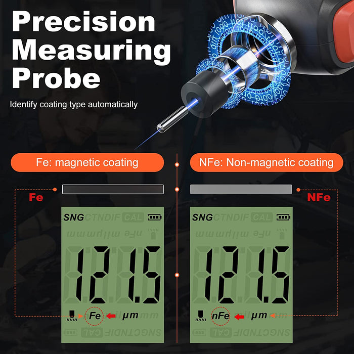 VDIAGTOOL VC200 Digital Coating Thickness Gauge, Car Paint Metal Coating Probe Tester