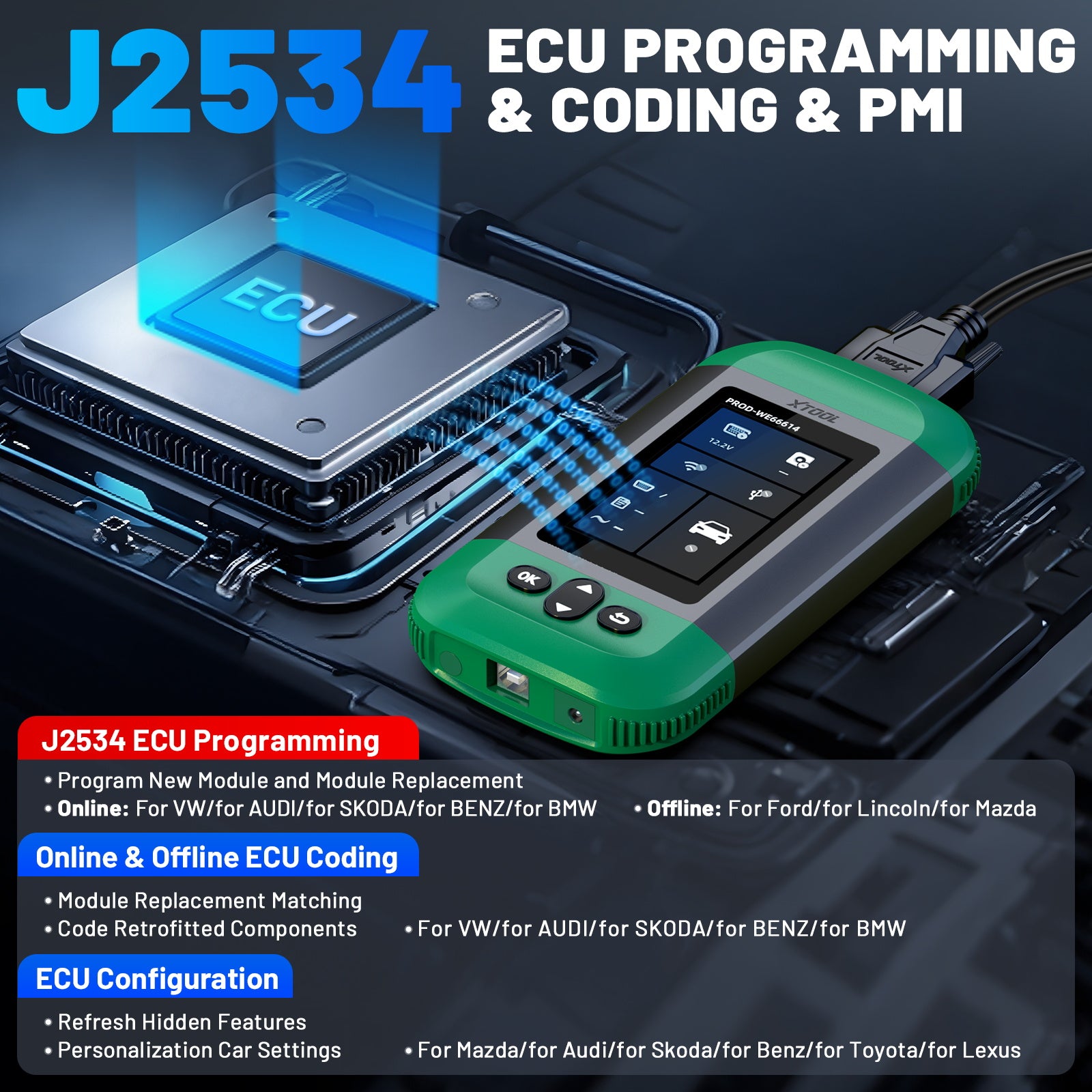 XTOOL PRODIGY J2534 ECU プログラミングを備えたフラッグシップ自動車