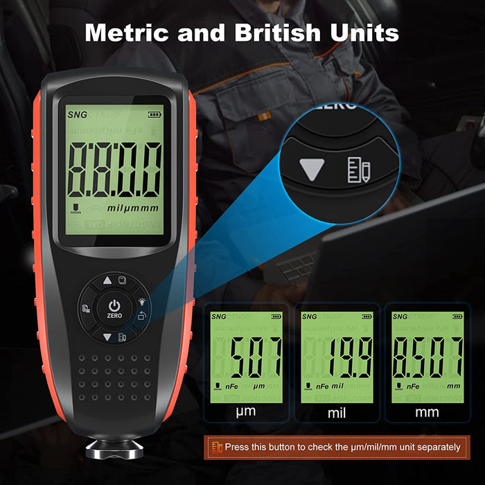 VDIAGTOOL VC200 Digital Coating Thickness Gauge, Car Paint Metal Coating Probe Tester