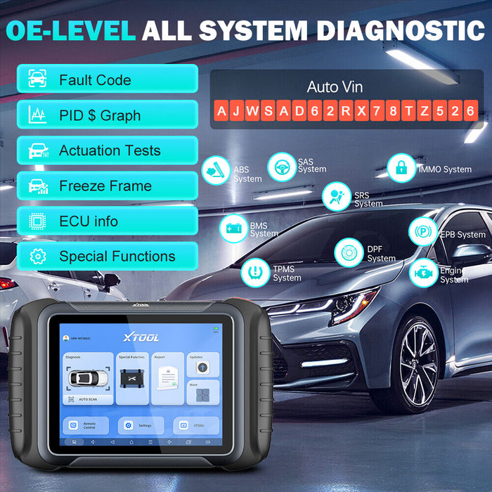 XTOOL D8W WIFI OBD2 Car Diagnostic Tools ECU Online Coding/Hidding Flash All System CANFD/DOIP Active Test 38 Reset Free Update