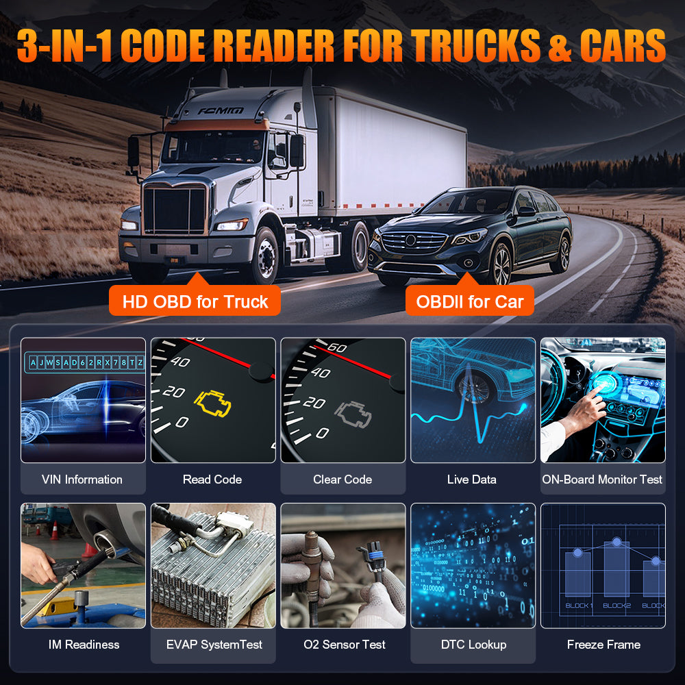 D9 HD 3-IN-1 CODE READER FOR TRUCKS & CARS