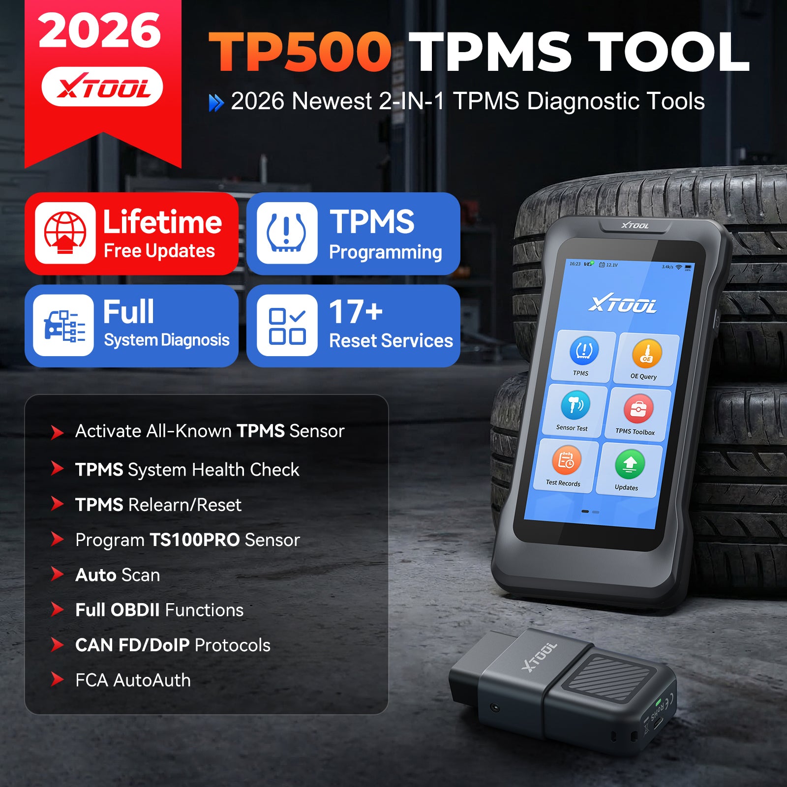 TP5OO TPMS TOOL 2026 Newest 2-IN-1 TPMS Diagnostic Tools