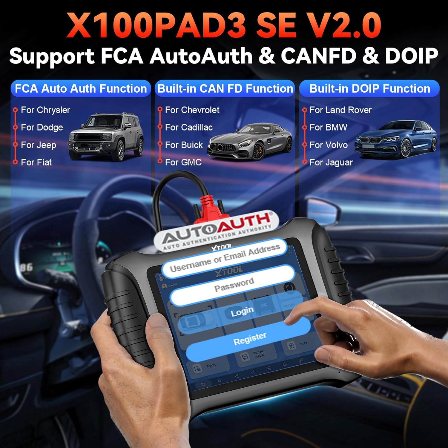 X100PAD3 SE V2.0 Support FCA AutoAuth & CANFD & DOIP