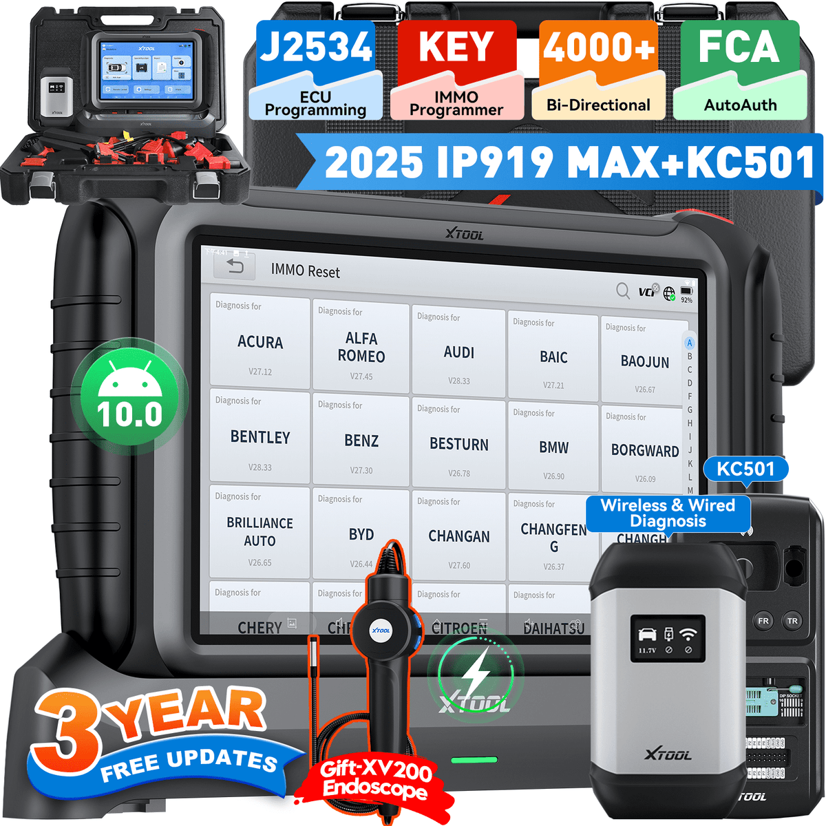Xtool IP919 Max met J2534 Key Programmer Bidirectional OBD2 Scanner ...