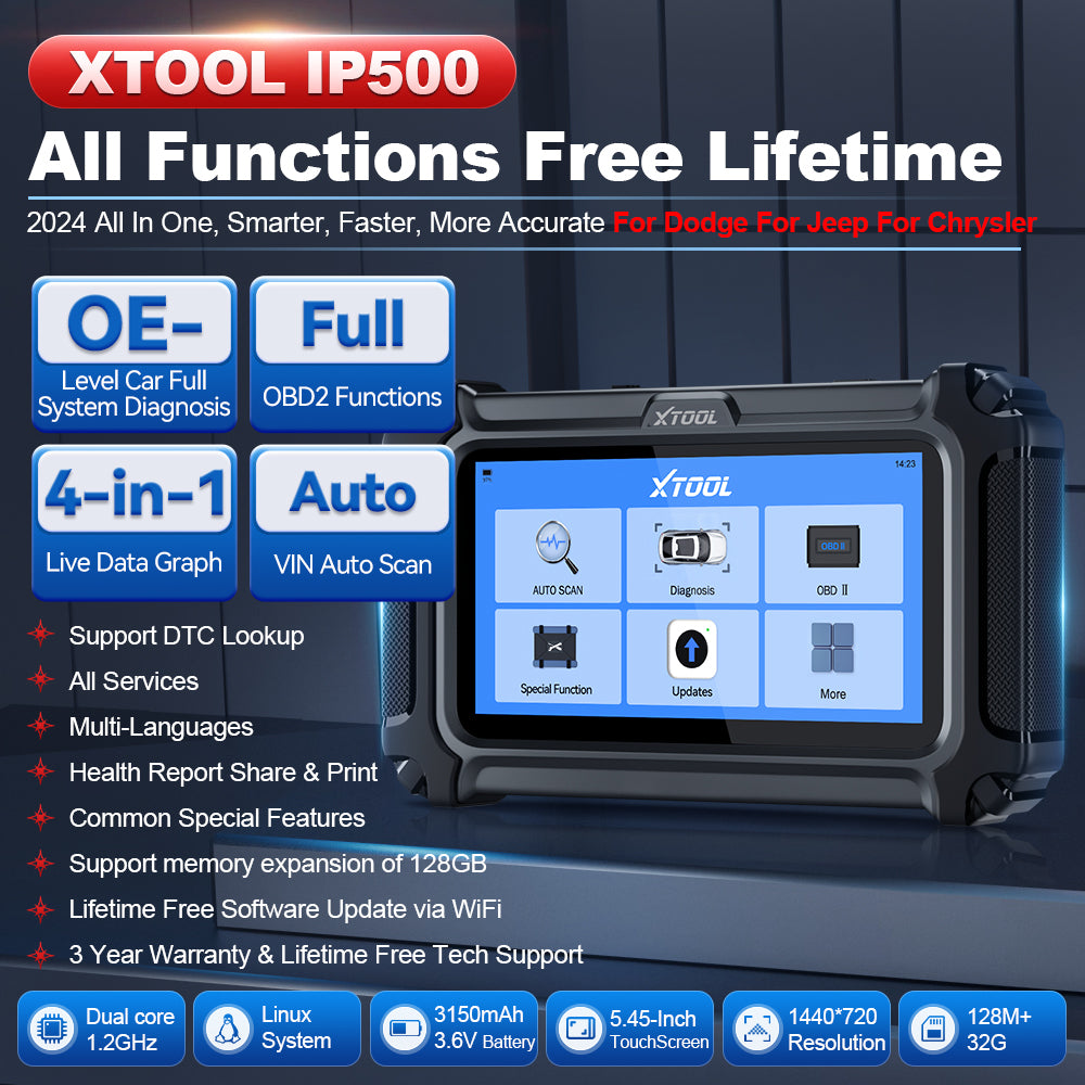 XTOOL IP500-DJC For Chrysler/Jeep/Dodge All Functions Free Lifetime