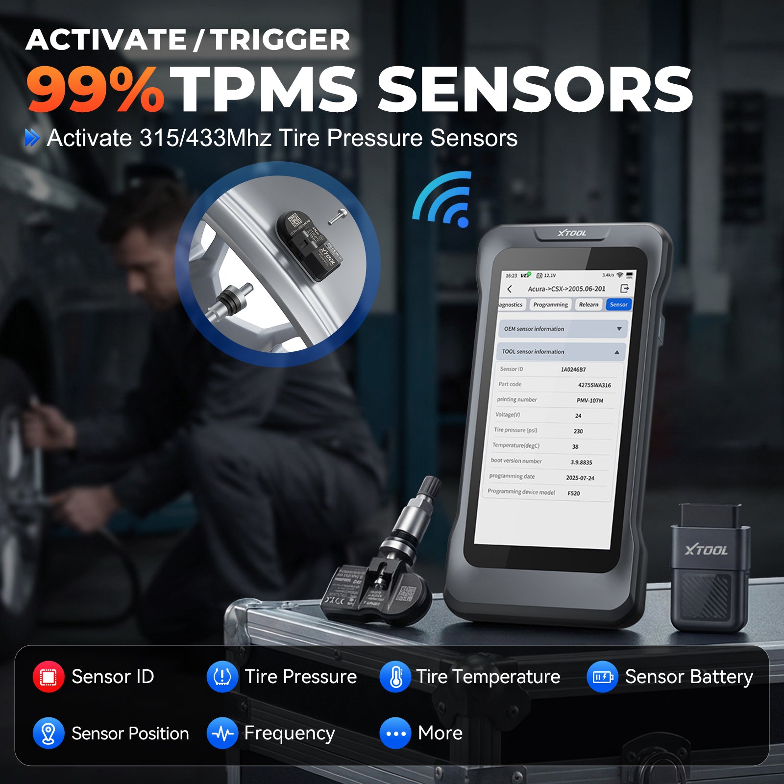 XTOOL TP5OO TPMS TOOL 99% TPMS SENSORS