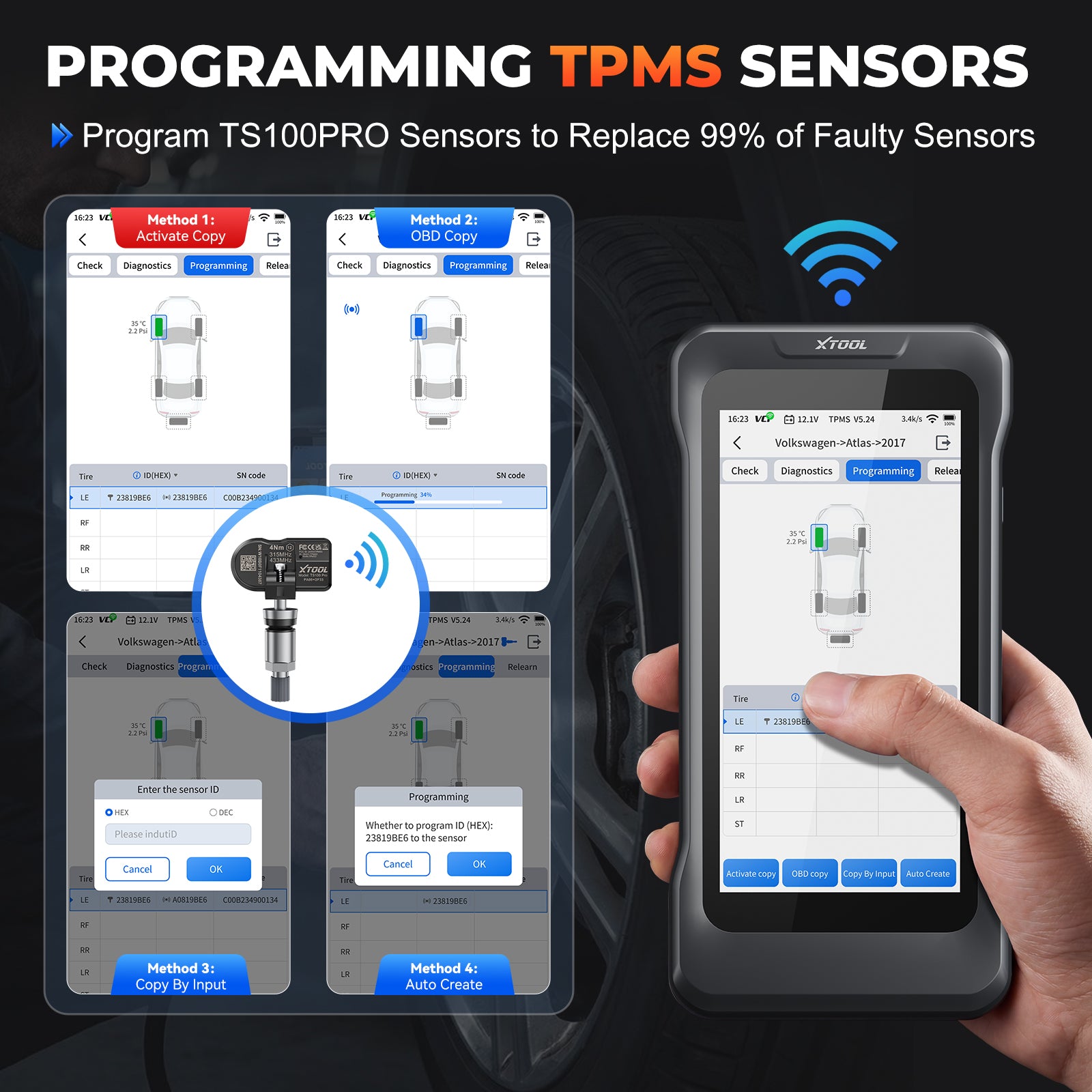 XTOOL TP5OO TPMS TOOL PROGRAMMING TPMS SENSORS