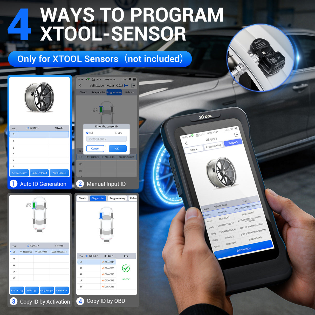 Xtool TP380 4 WAYS TO PROGRAMXTOOL-SENSOR
