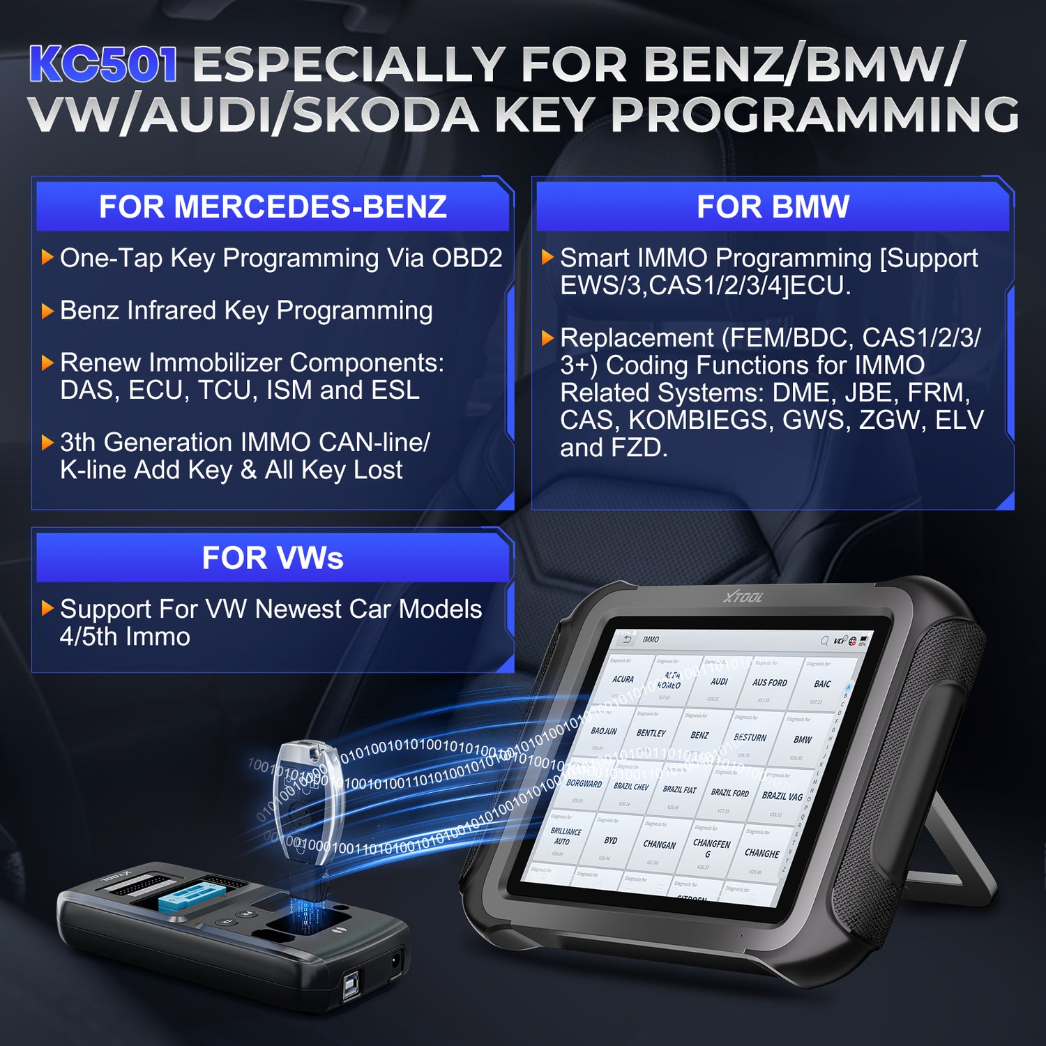 Xtool X100 MAX 2 KC501 ESPECIALLY FOR BENZBMW VWAUDISKODA KEY PROGRAMMING